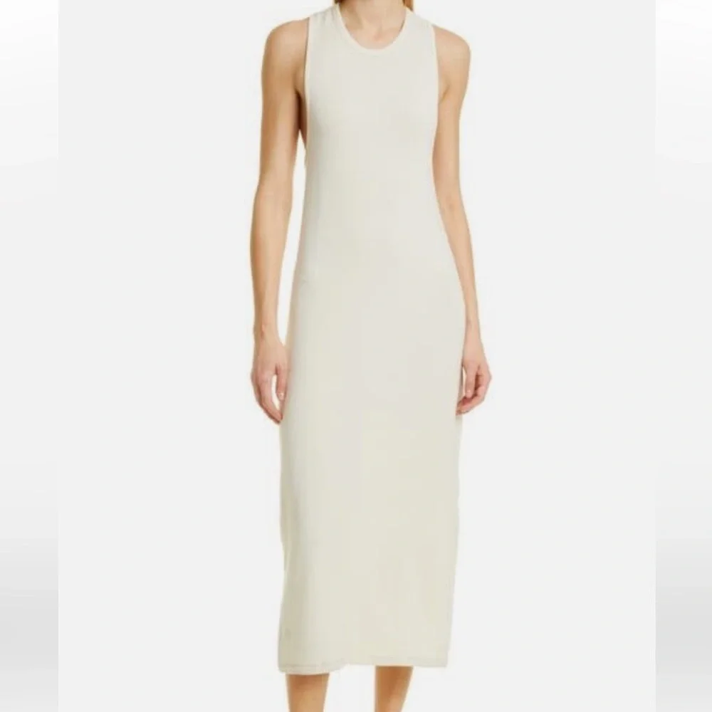 Rag & Bone Sydney Tank Dress Size M Cream Backless Maxi Slits The Row Inspired